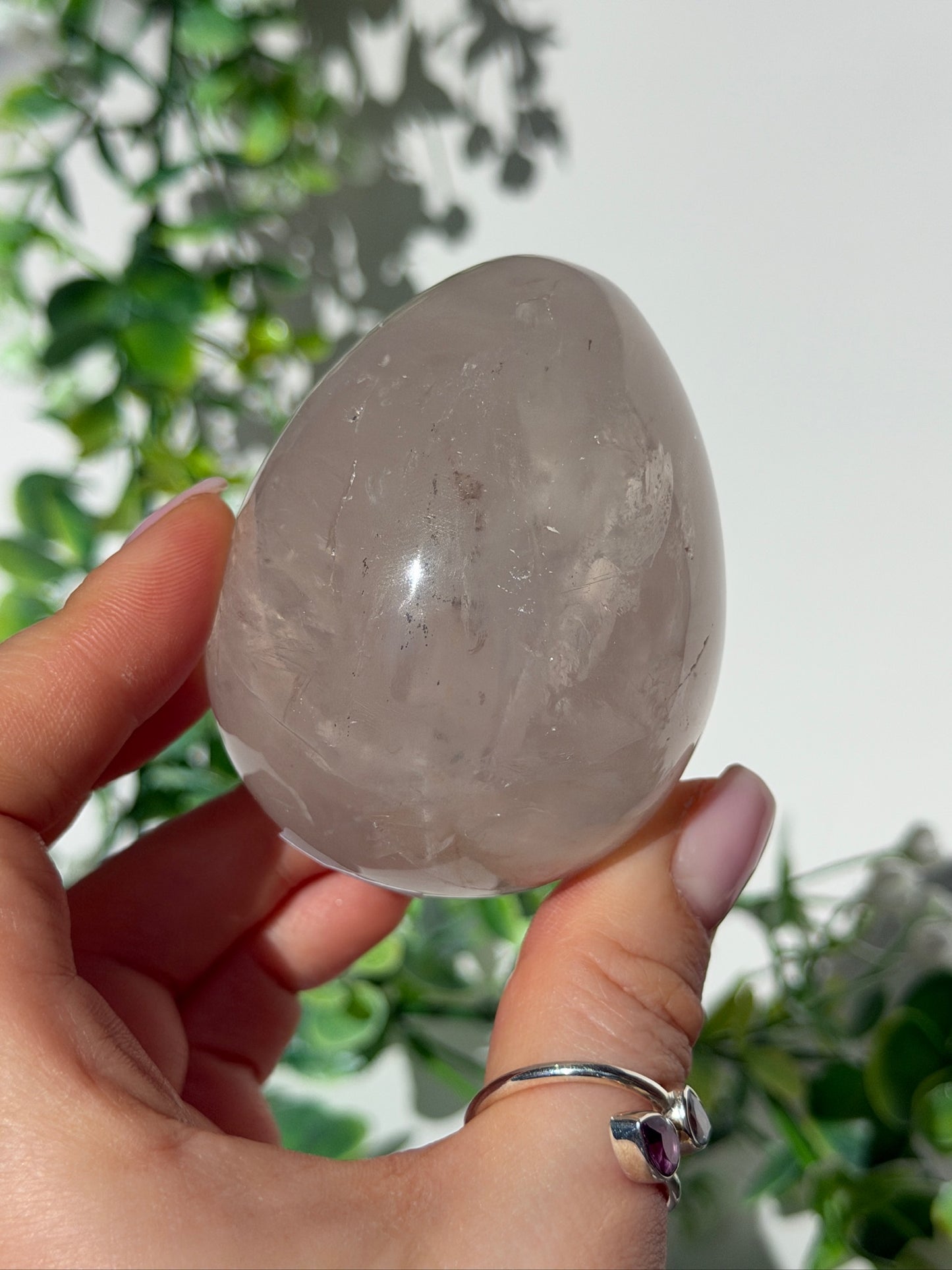 HQ ice rose quartz egg 19