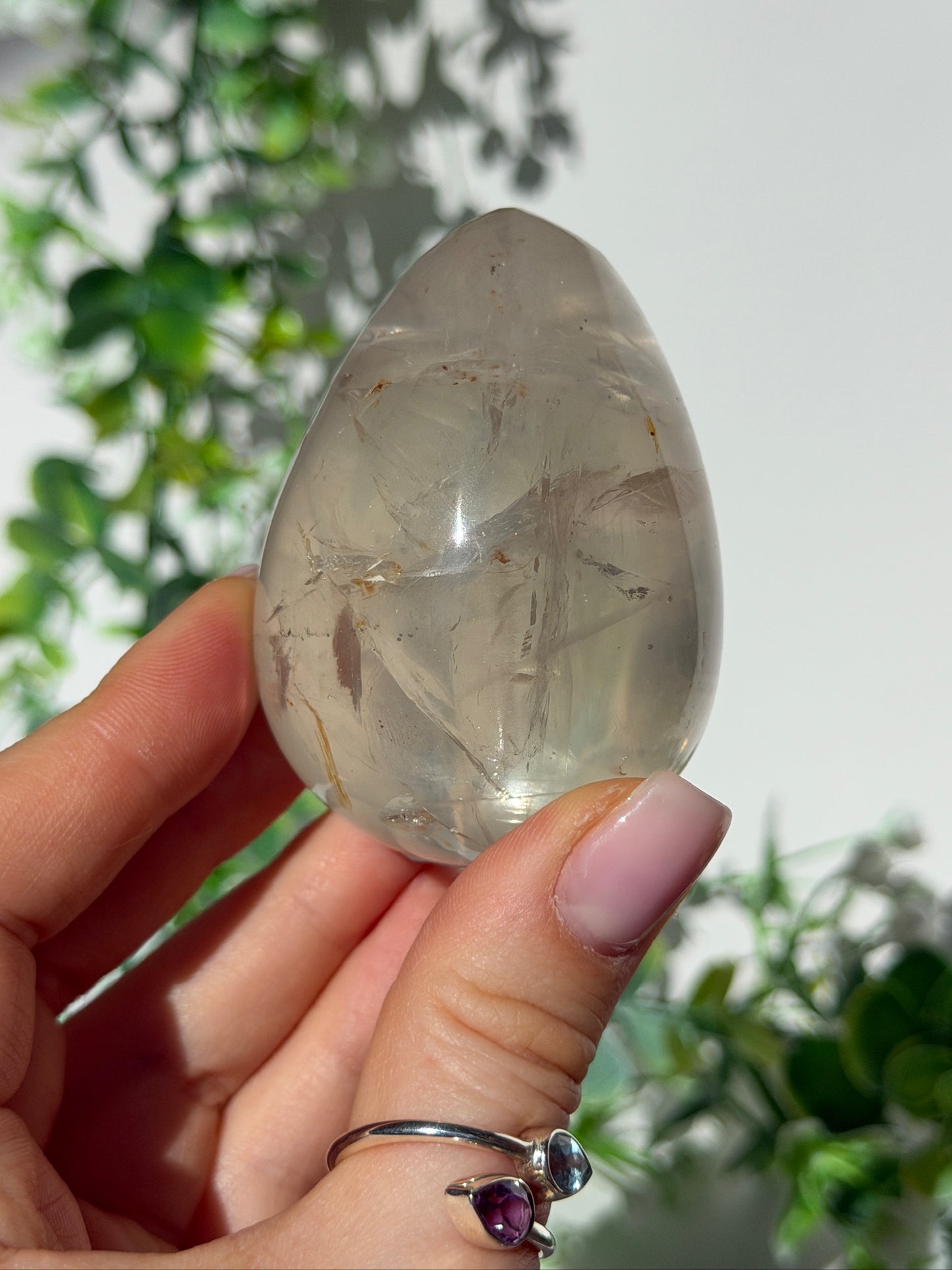 HQ ice rose quartz egg 14f