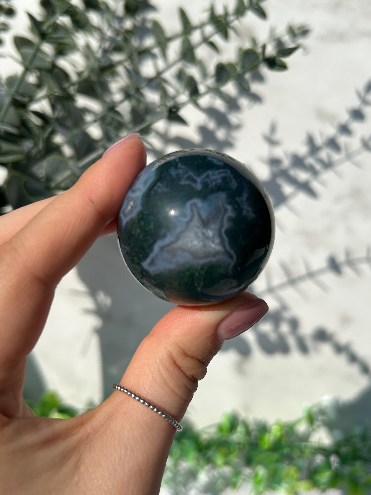Moss Agate Sphere 9g