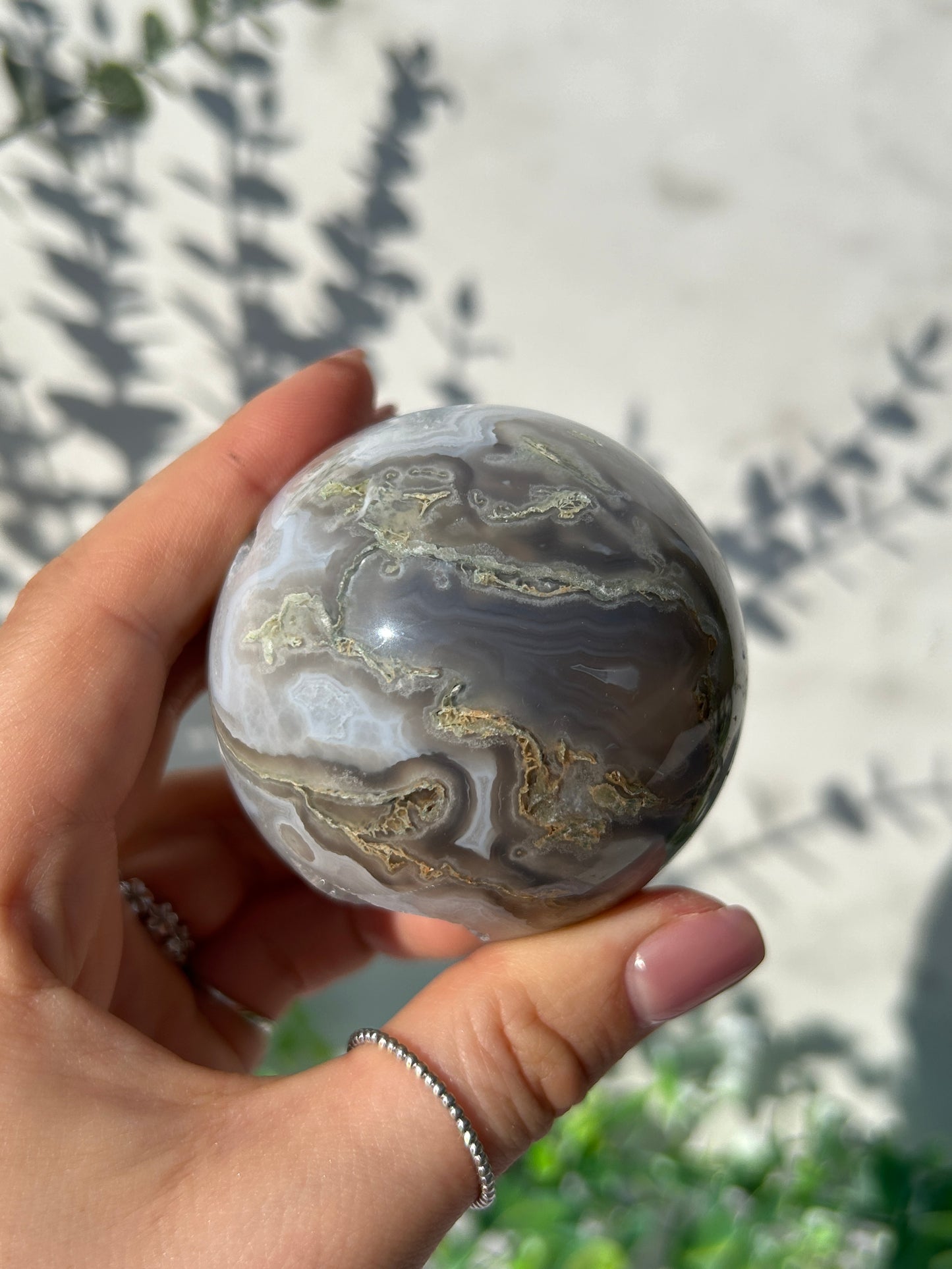 Moss Agate Sphere 25a