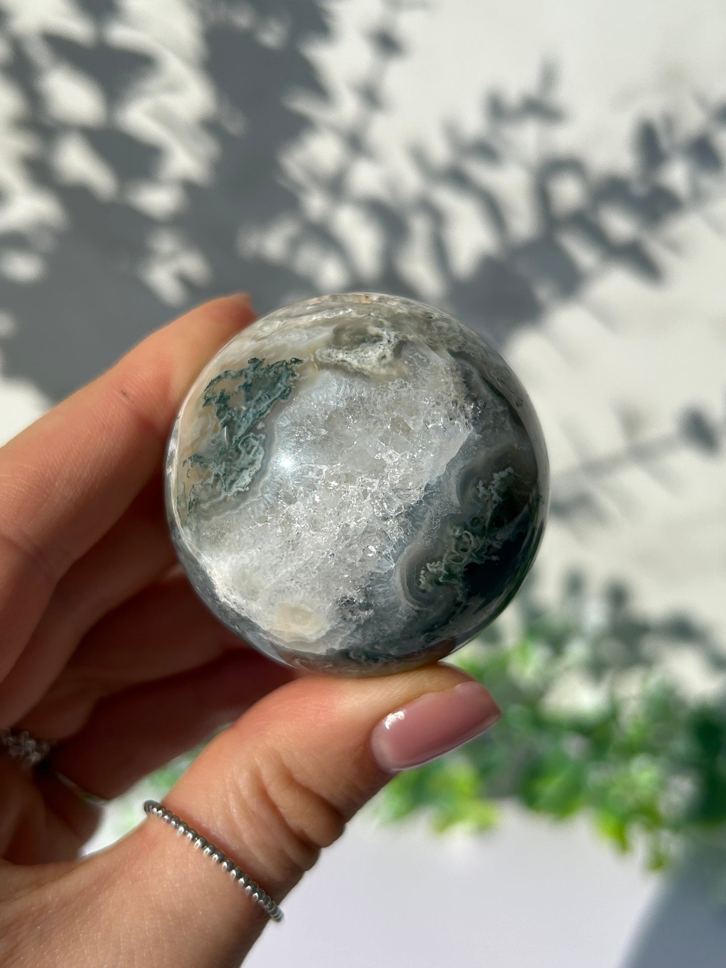 Moss Agate Sphere 13b