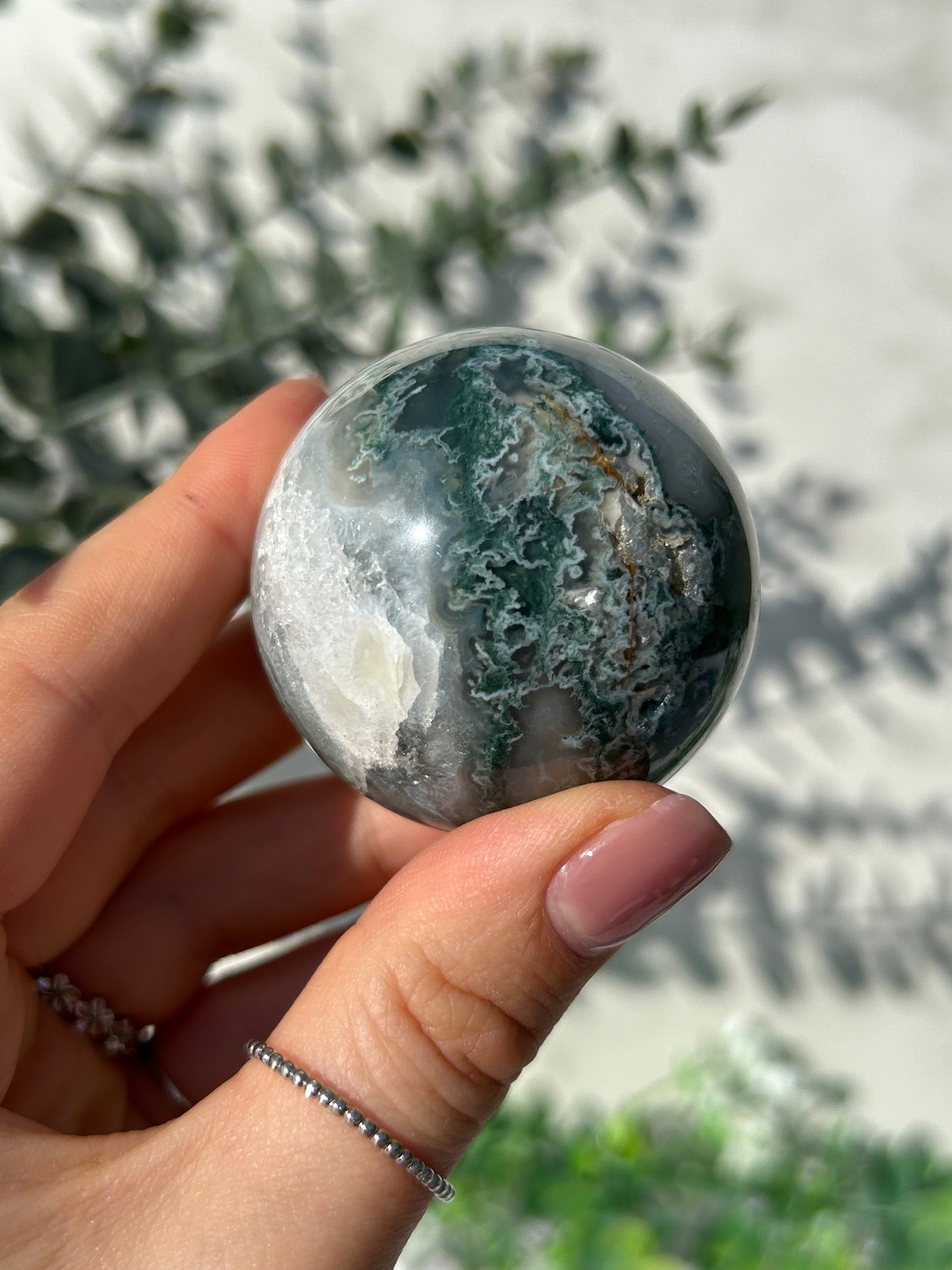 Moss Agate Sphere 13b