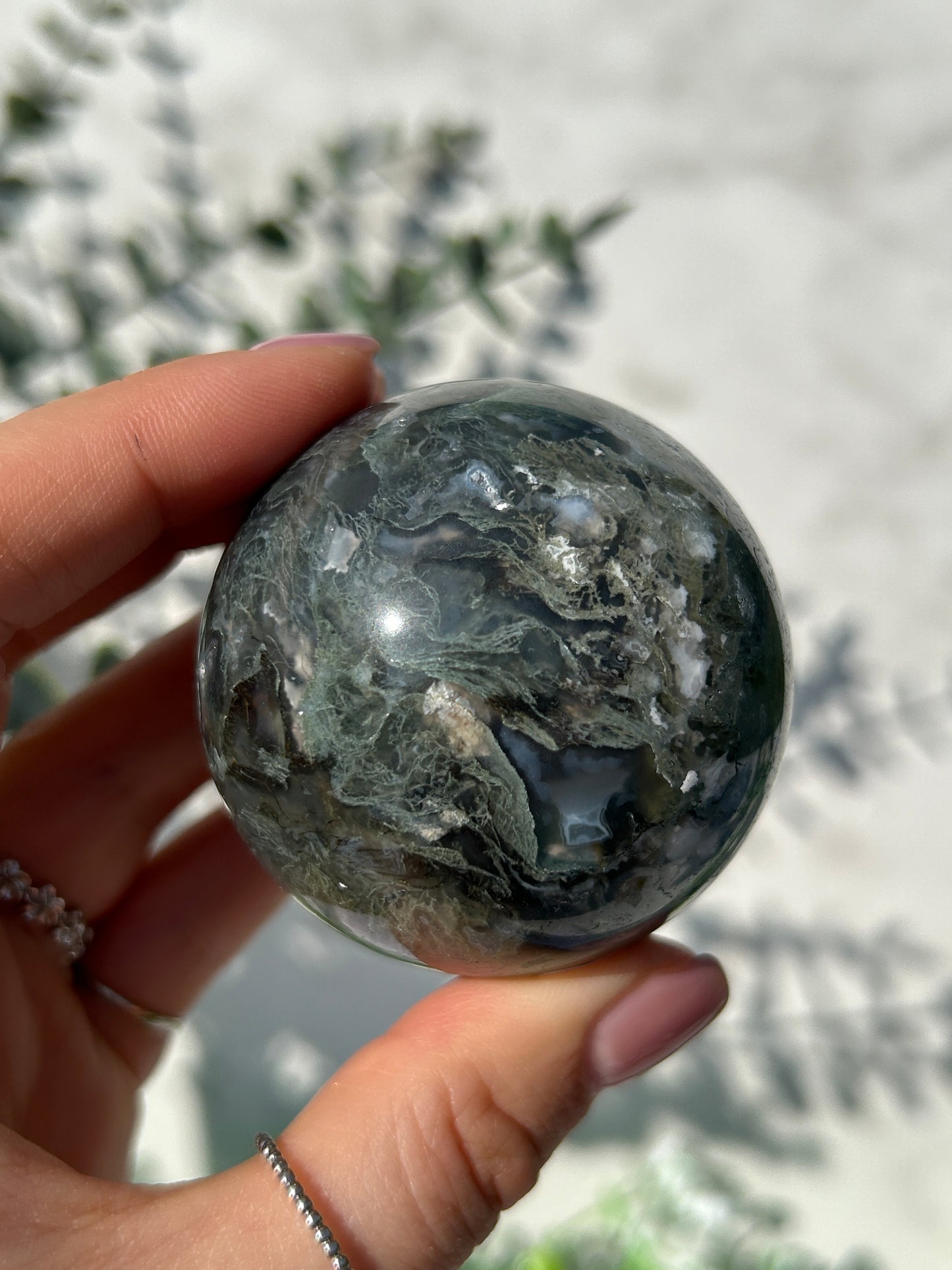 Moss Agate Sphere 22i