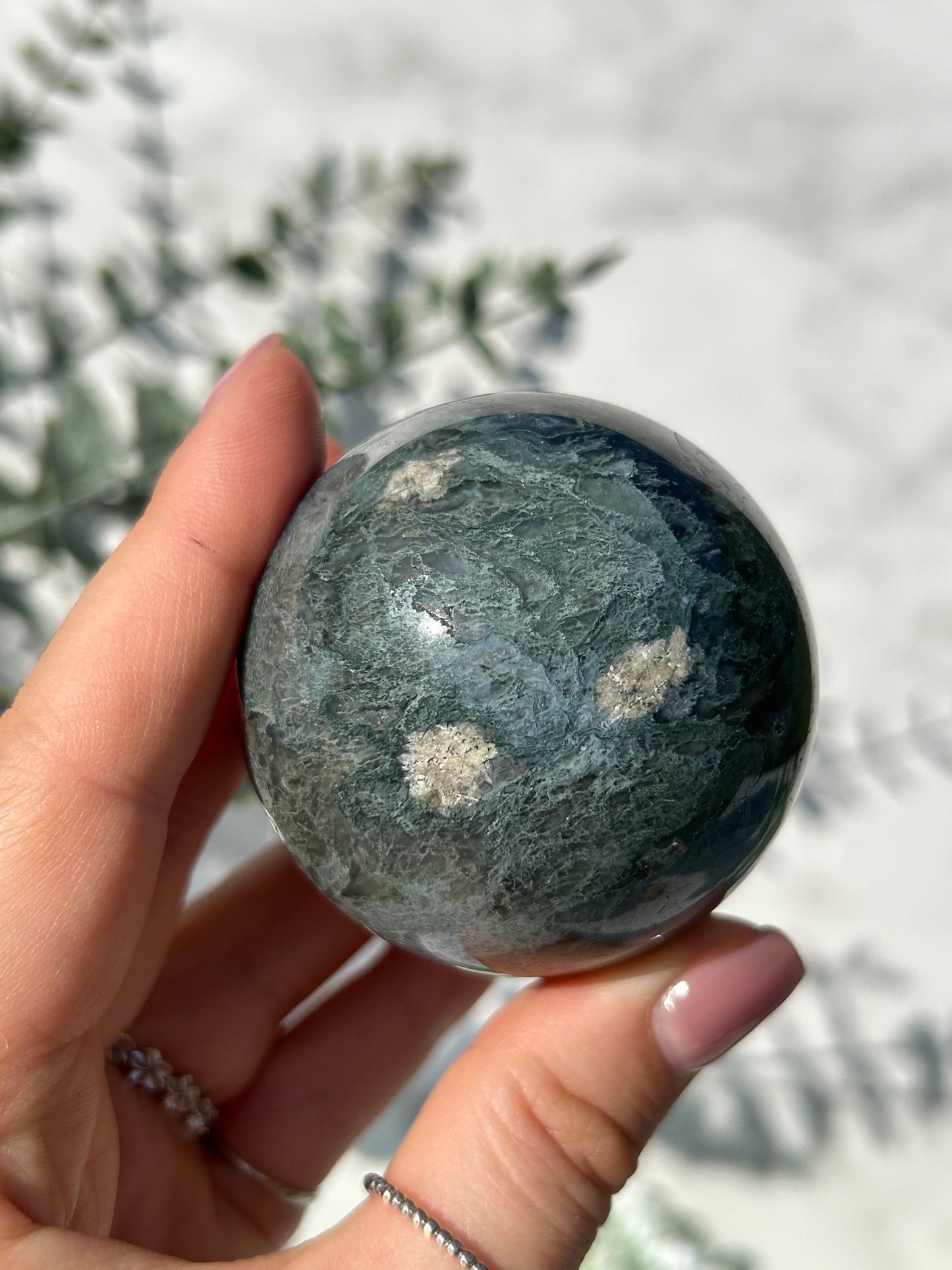 Moss Agate Sphere 22i