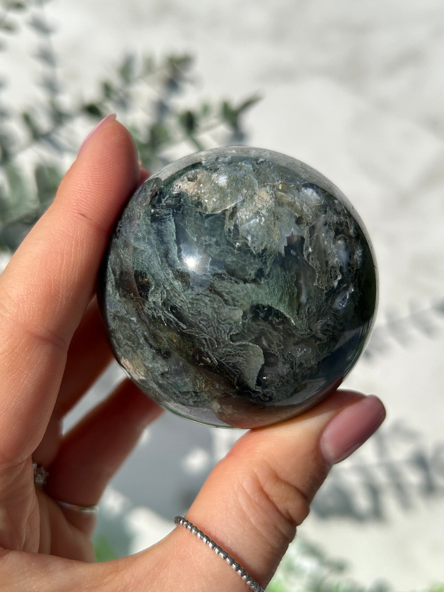 Moss Agate Sphere 22i