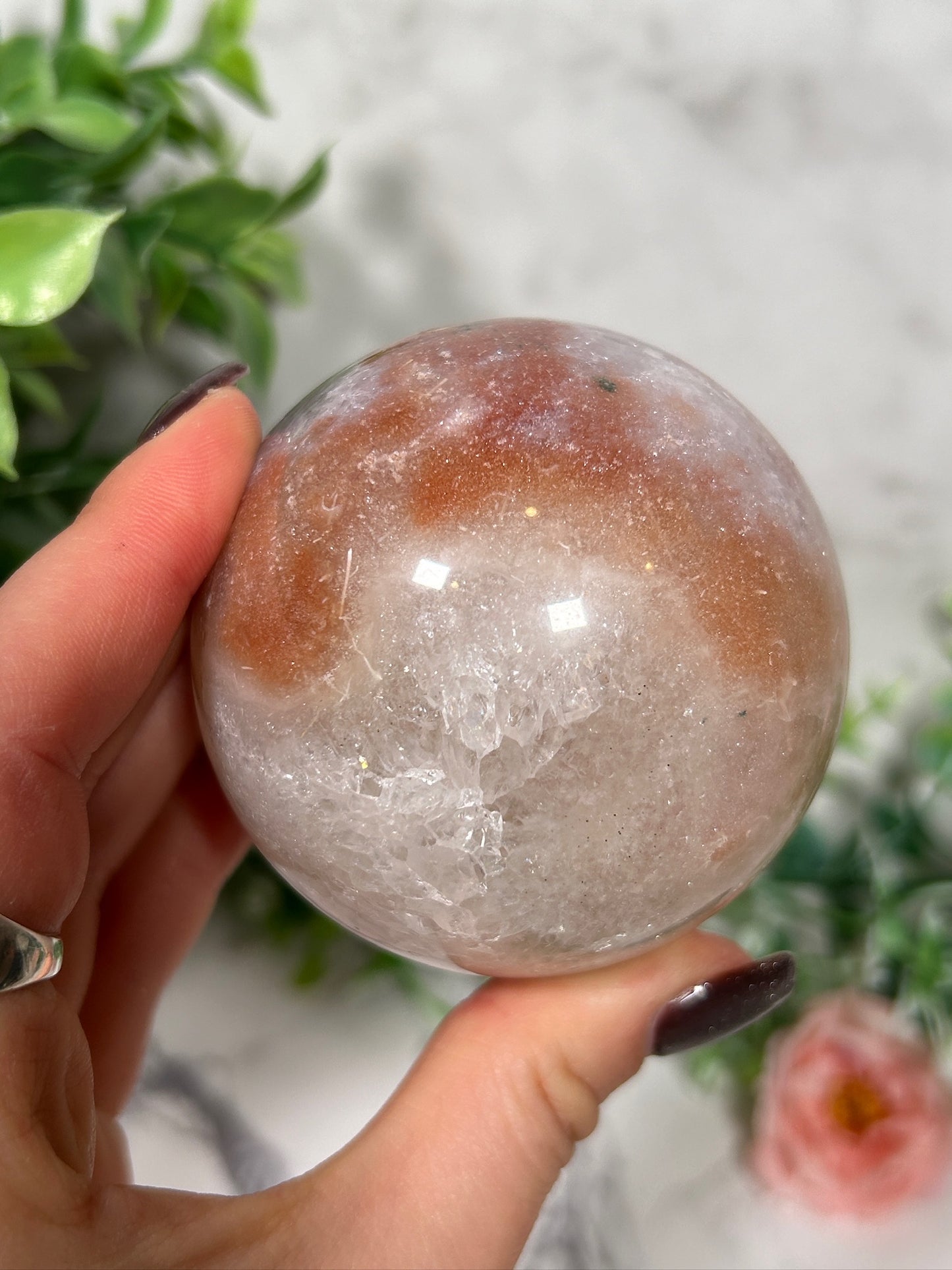 Flower agate sphere 35