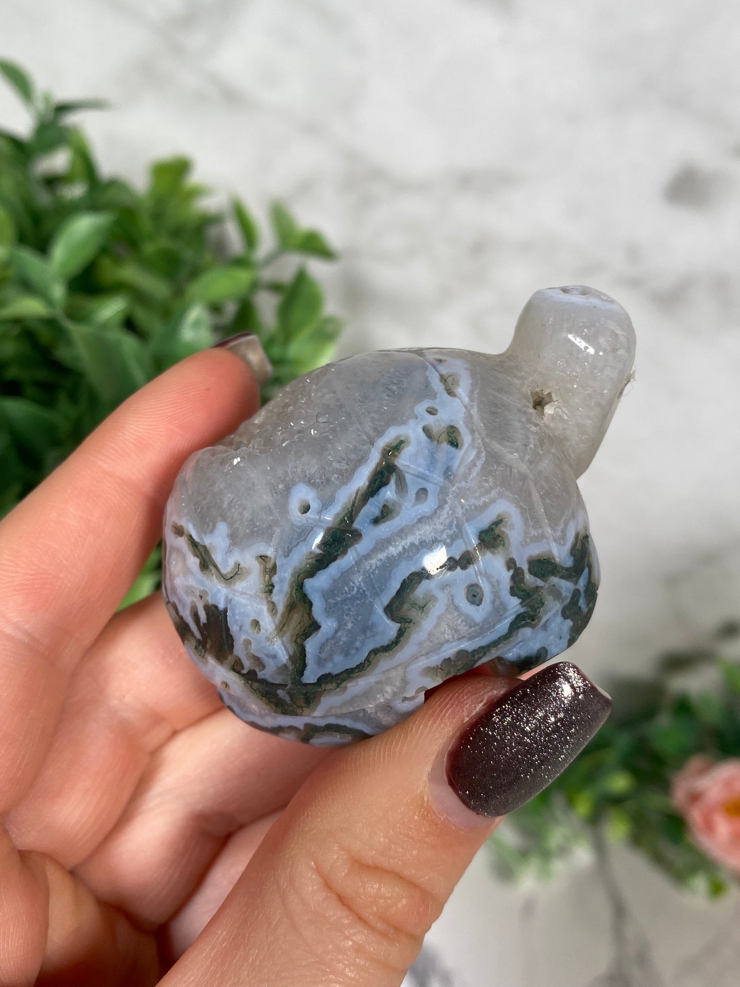 Moss agate turtle 25A