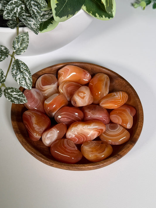 Banded carnelian tumbles
