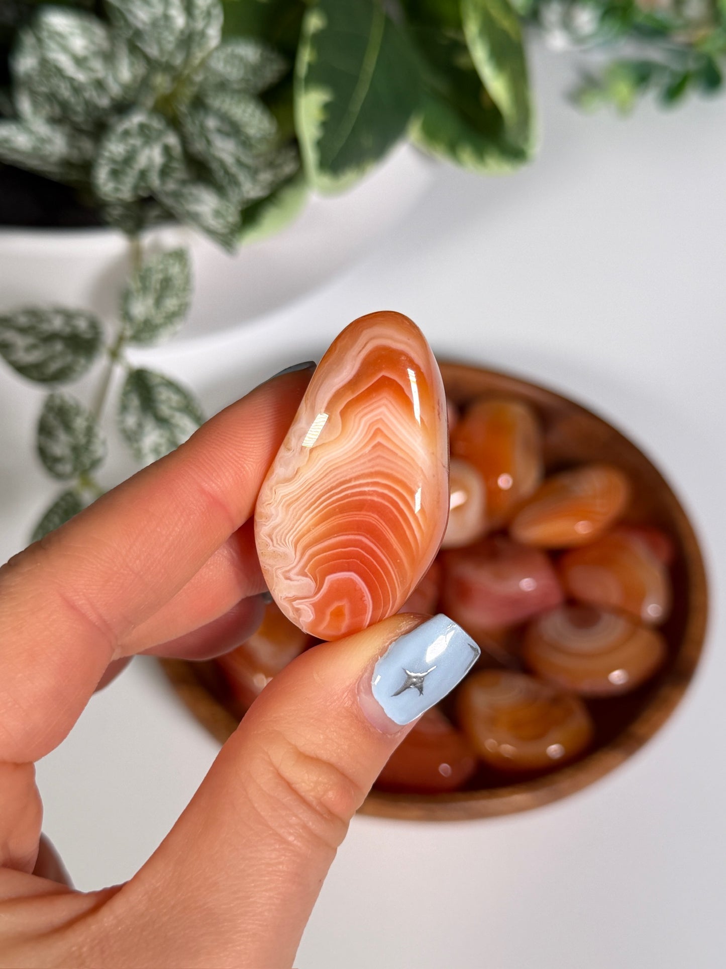 Banded carnelian tumbles