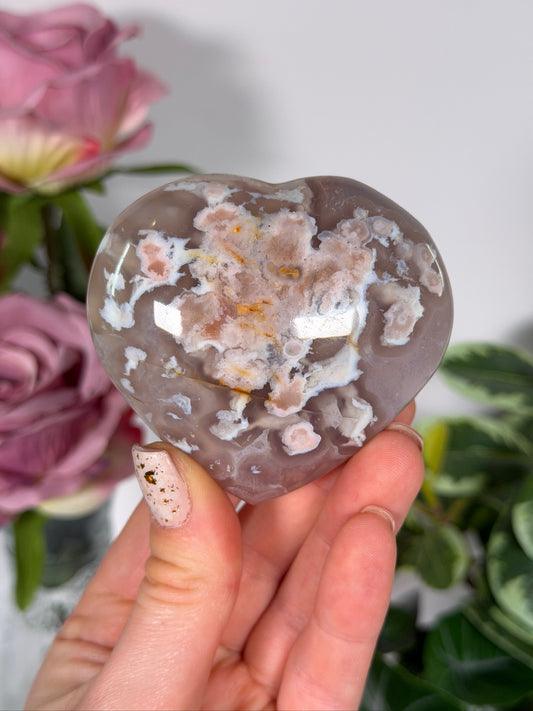 Flower agate heart 16P
