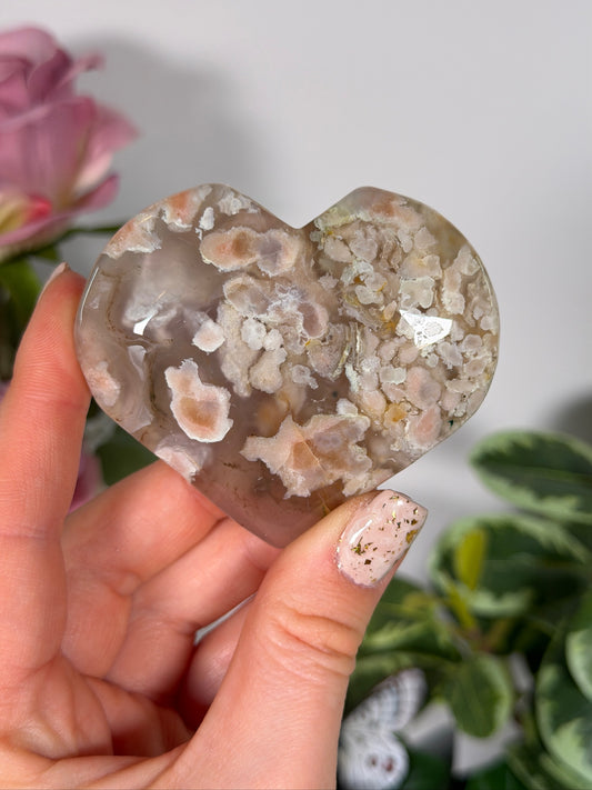 Flower agate heart 20