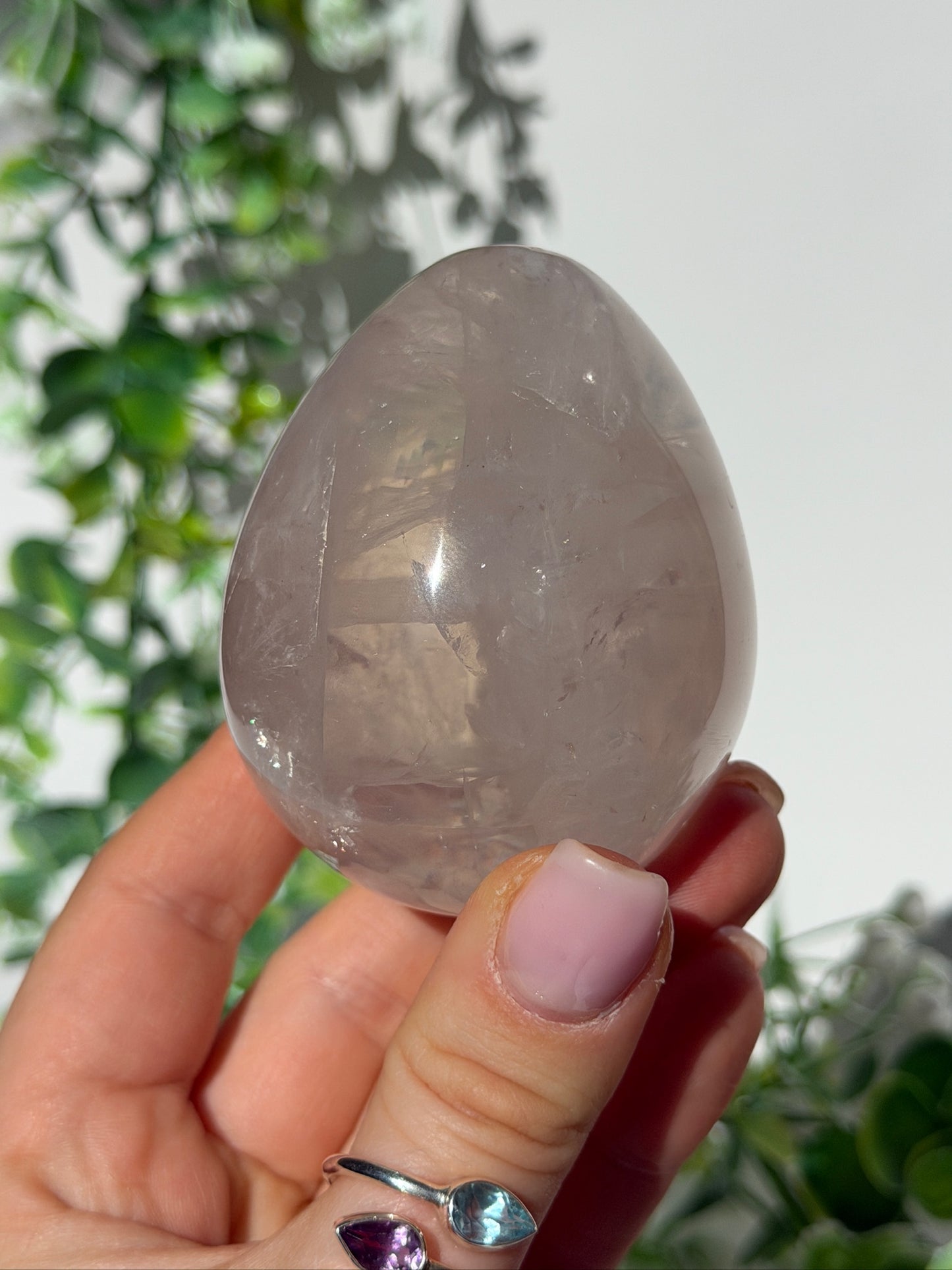 HQ ice rose quartz egg 19