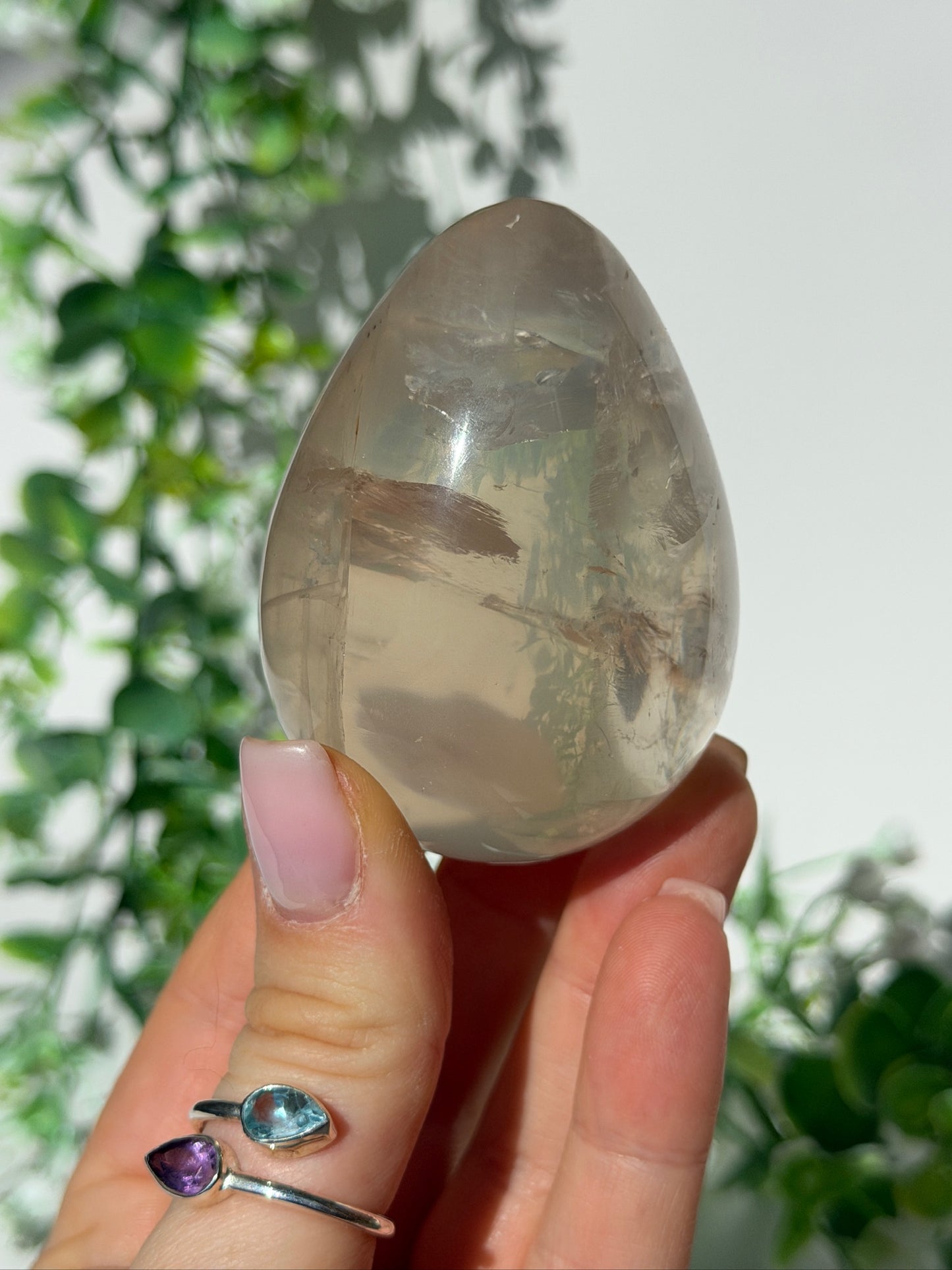 HQ ice rose quartz egg 14f