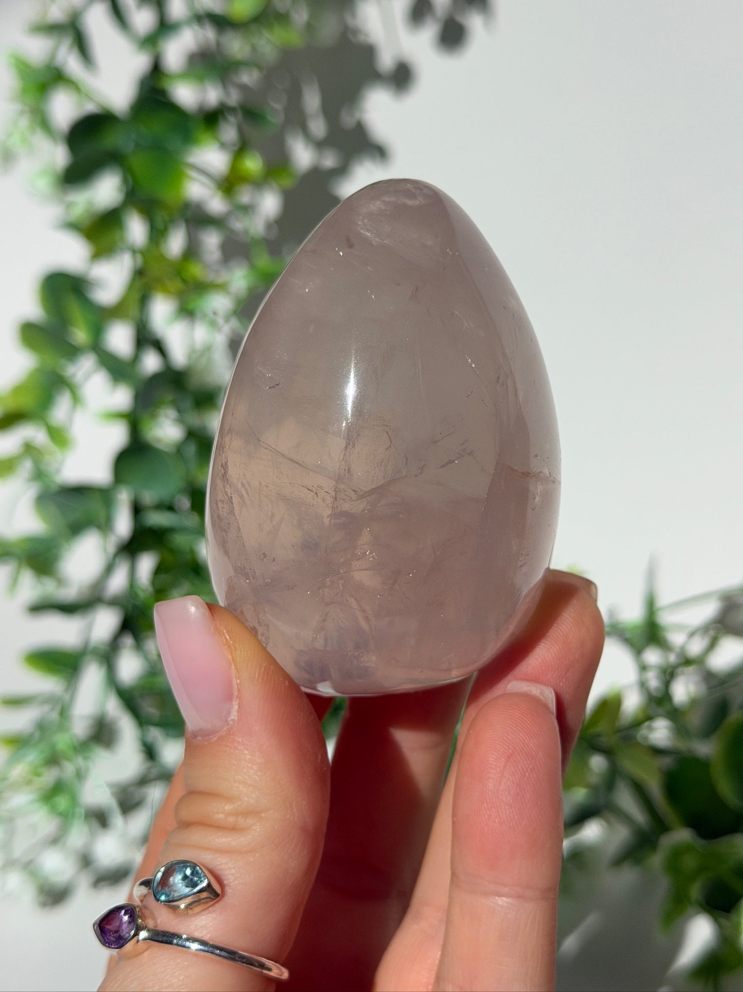 HQ ice rose quartz egg 15b