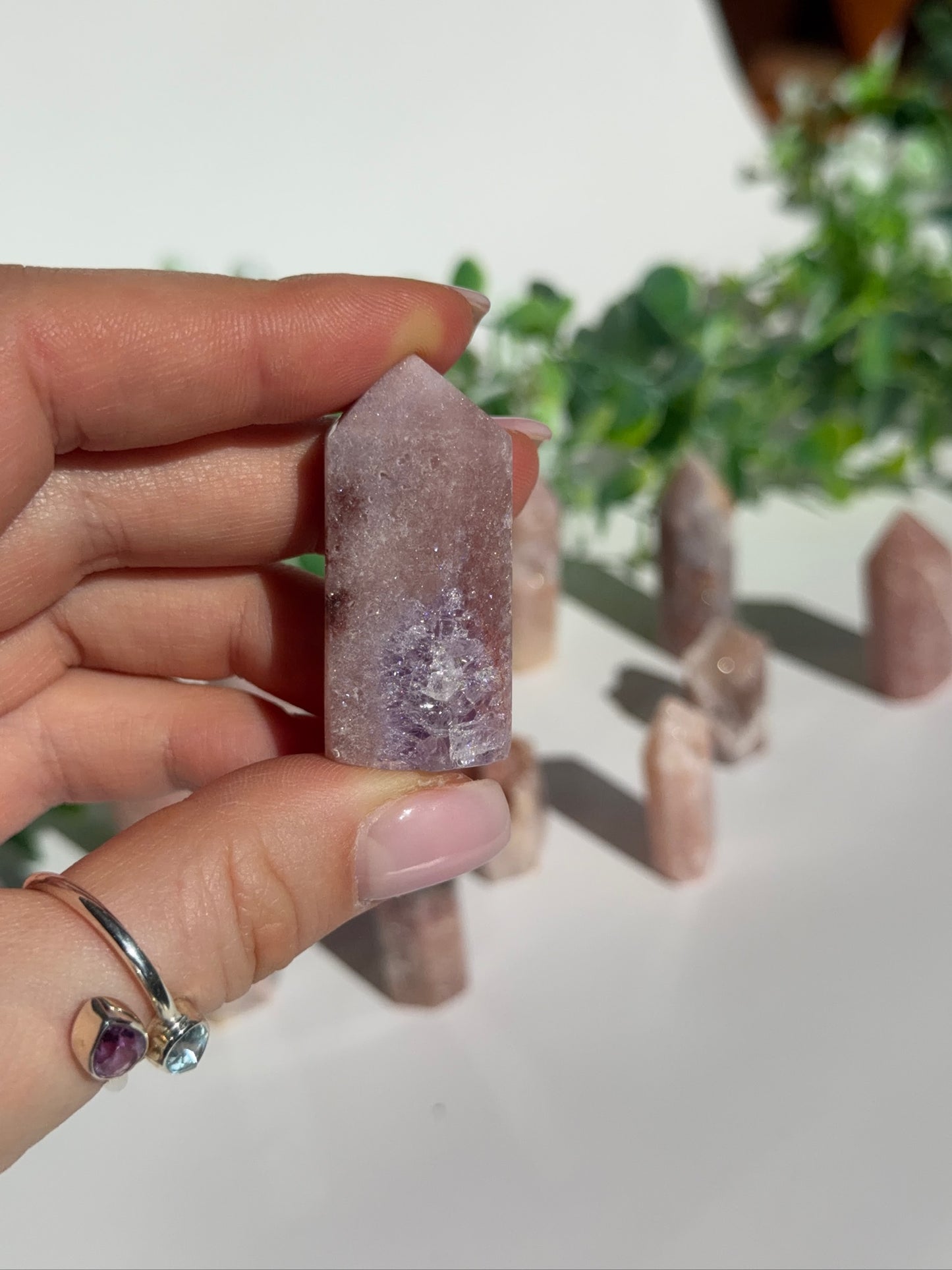 Mini pink amethyst tower