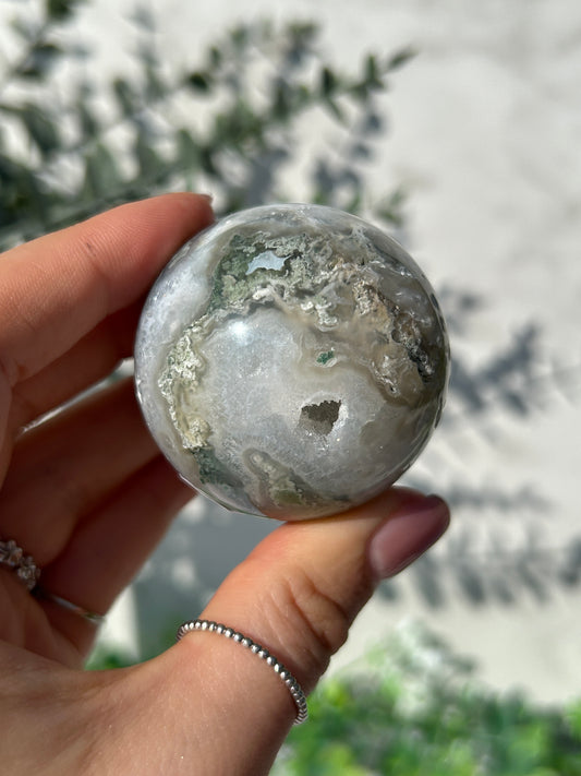 Moss Agate Sphere 13b