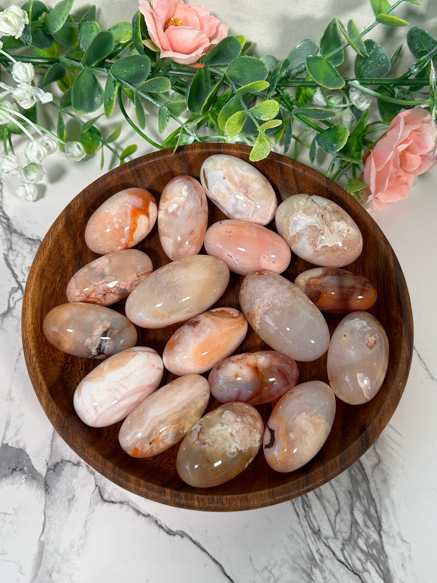 Pink Flower Agate Tumble