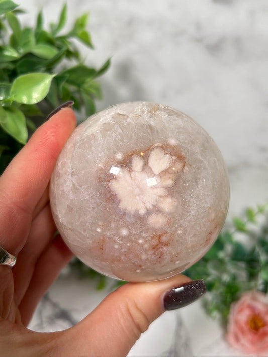 Flower agate sphere 37
