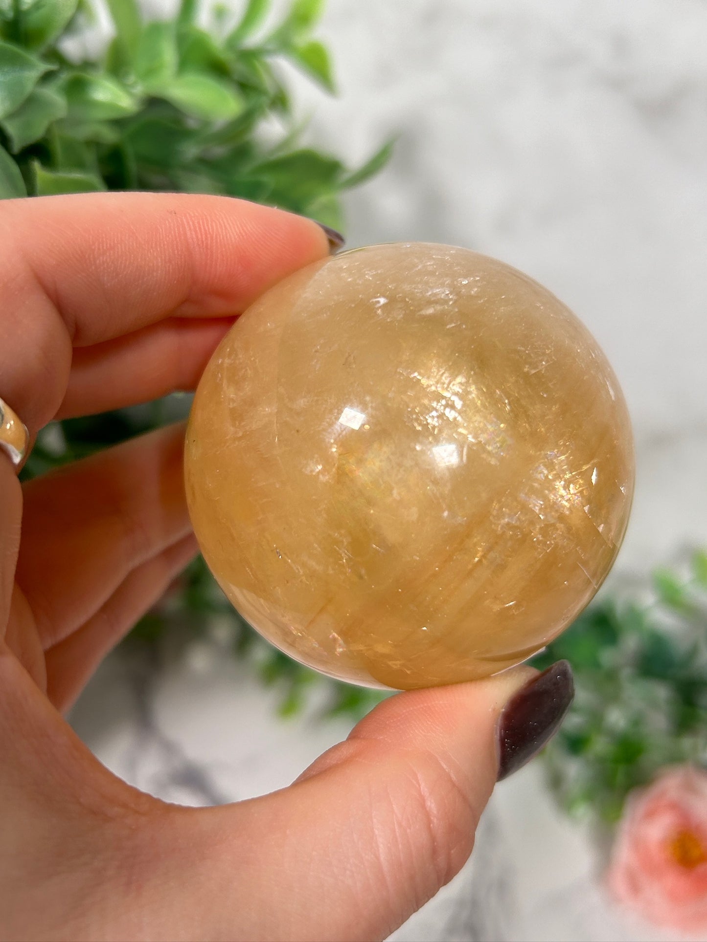 Honey Opitcal Calcite sphere 46