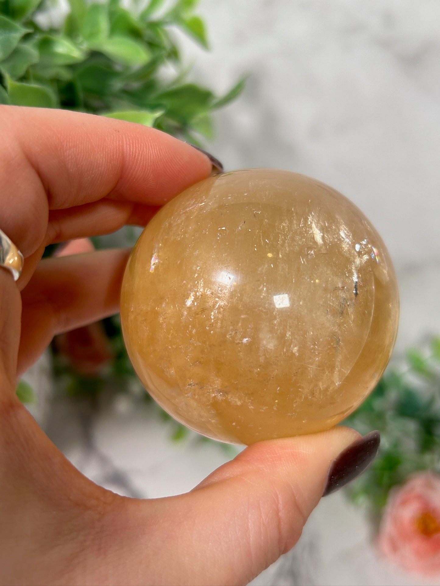 Honey Opitcal Calcite sphere 46