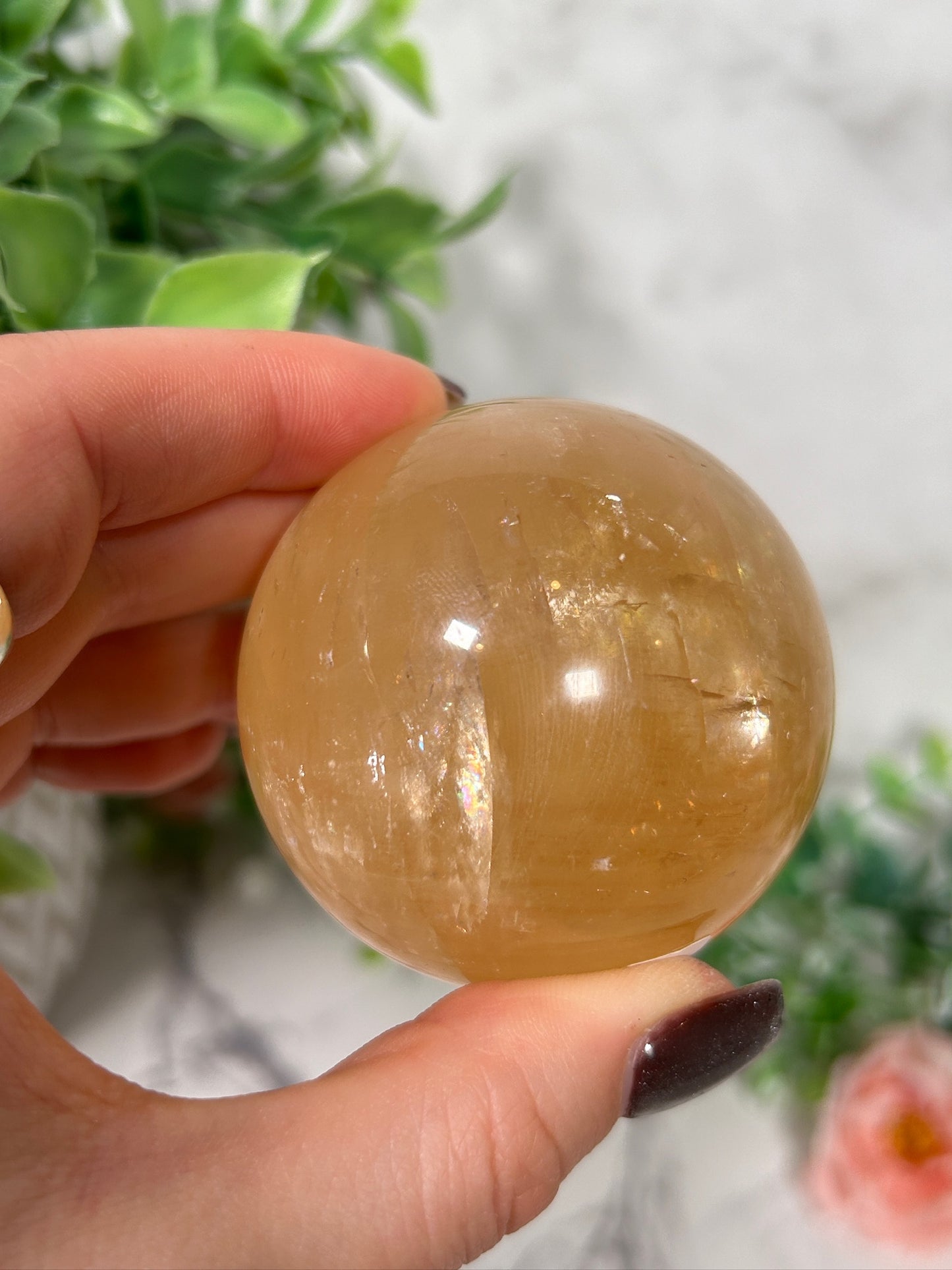 Honey Opitcal Calcite sphere 46