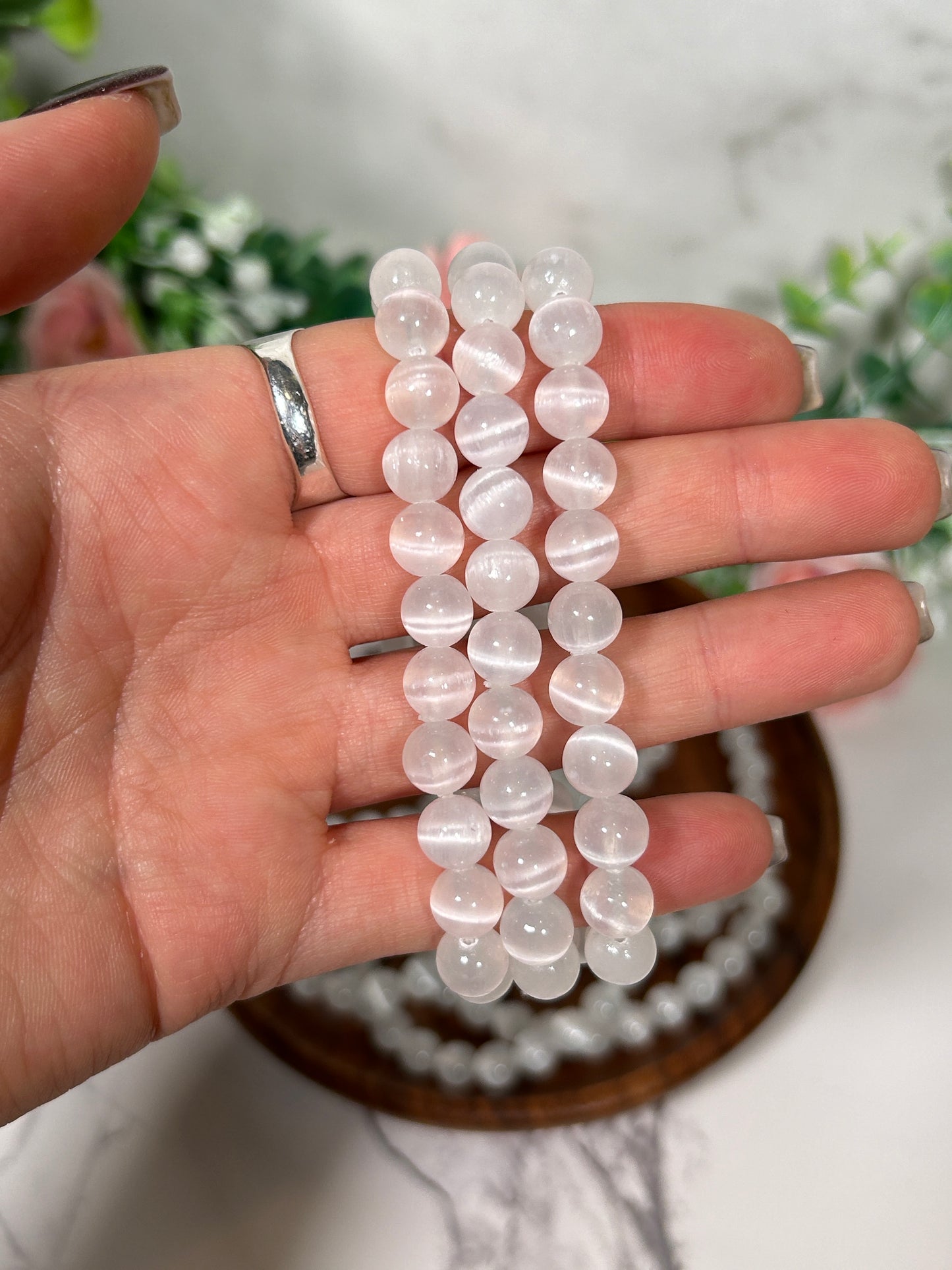 8 mm Selenite bracelet