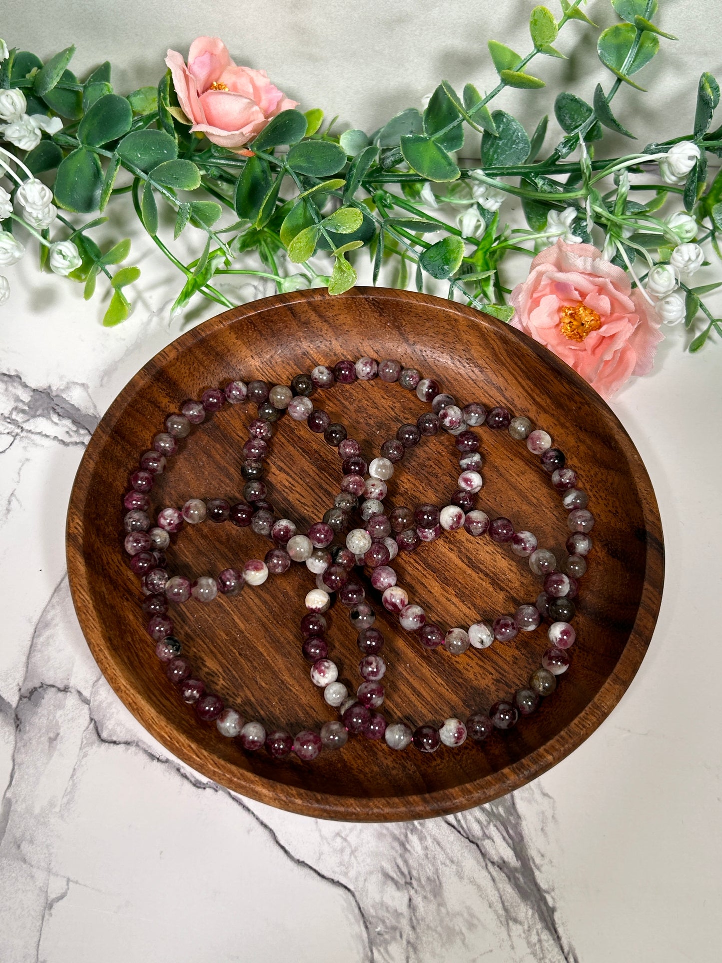 6mm plum blossom agate bracelet