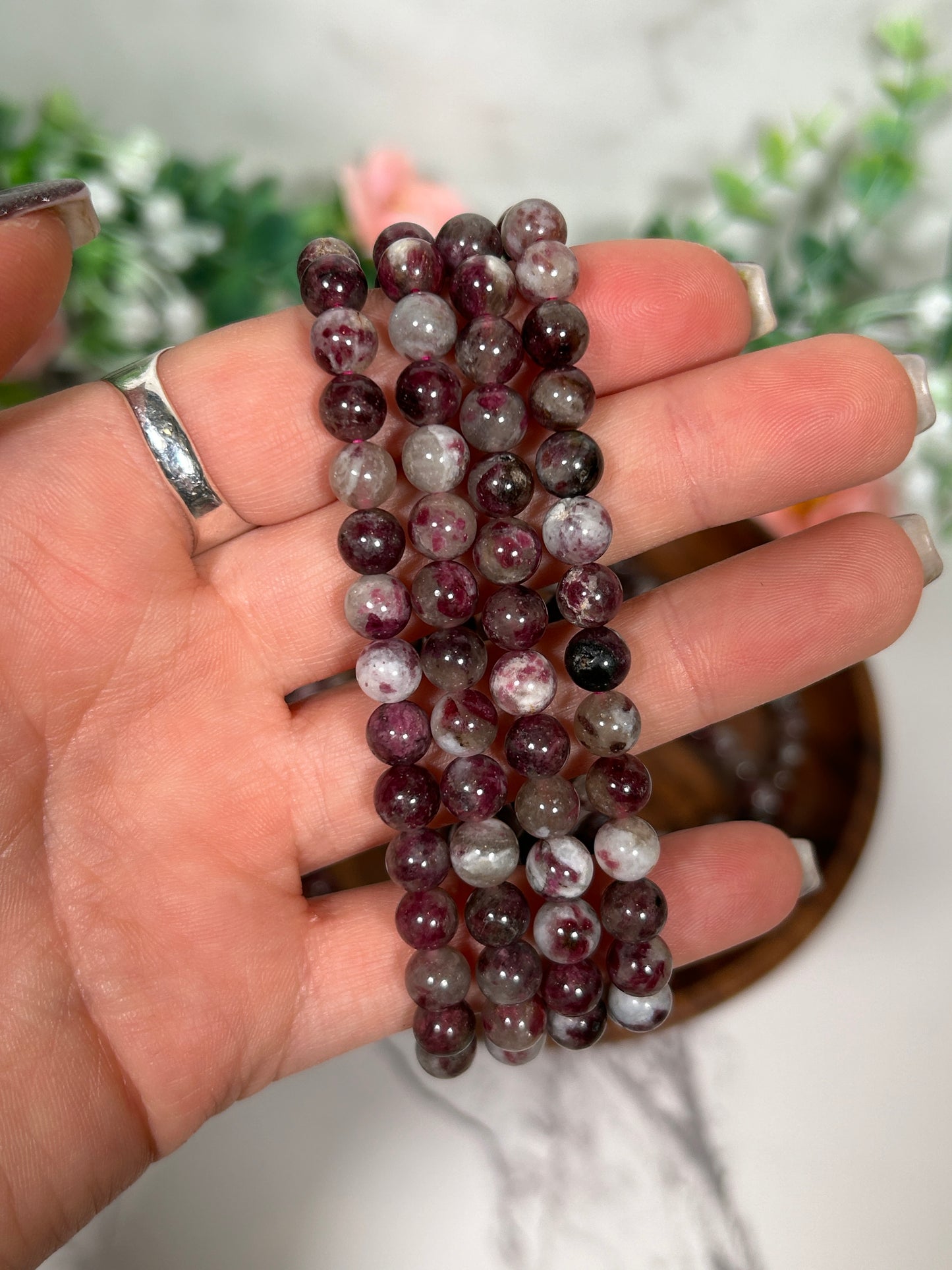 6mm plum blossom agate bracelet