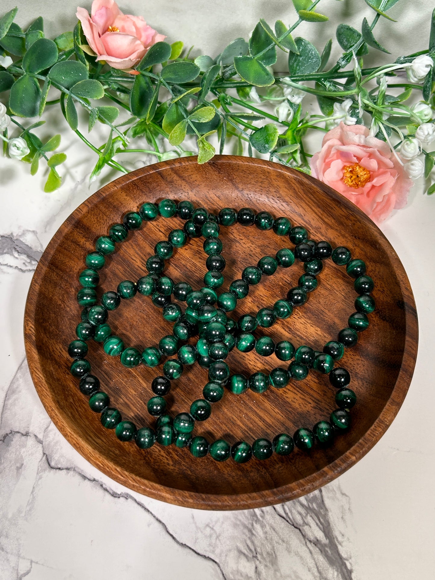 8mm chatoyant malachite bracelet