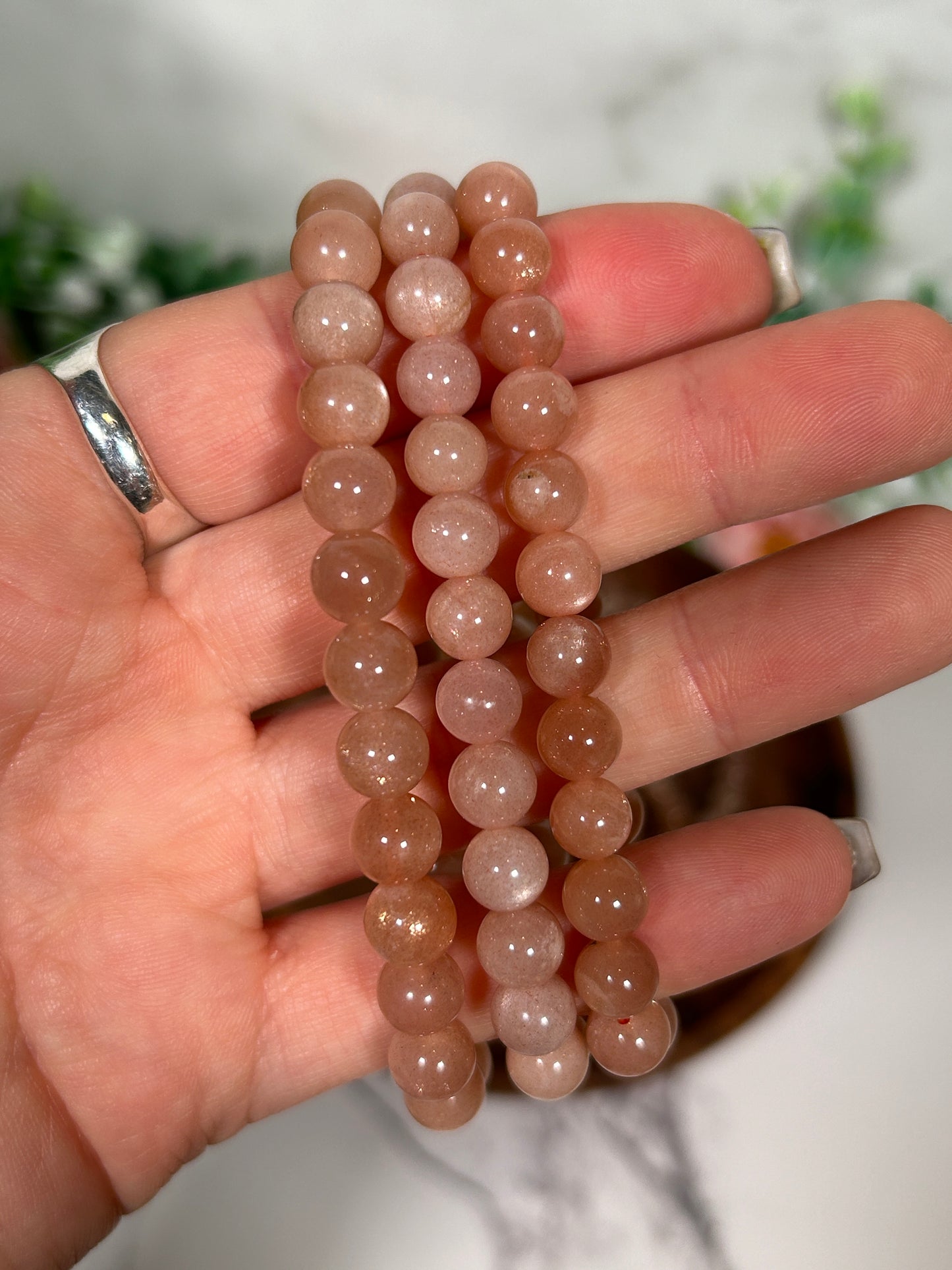 8mm peach moonstone bracelet